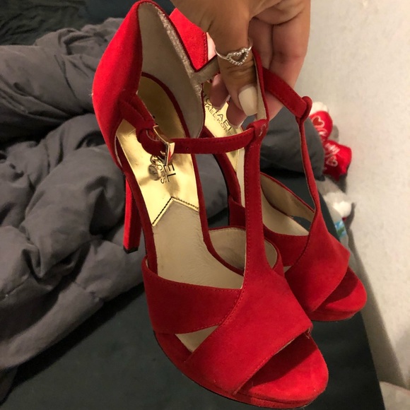 Michael Kors Shoes - Michael Kors red suede heels